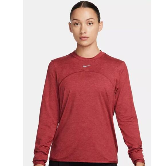 Nike Dri-FIT Tops - Nike Dri-FIT Swift Element UV Running Top in Noble Red/Cedar/Htr at Nord…